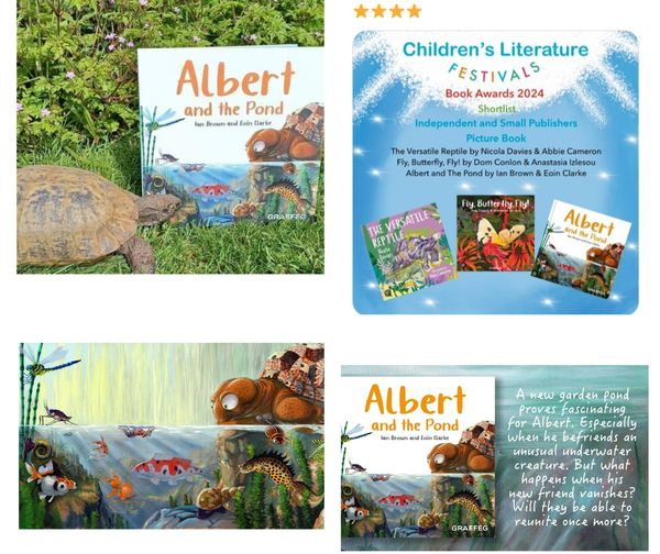 Delighted to be on a #shortlist for an #Award from @CLFBookAwards for #ALBERTthetortoise #picturebook ALBERT AND THE POND. #AvailableNow with five more ALBERT #picturebooks, #BoardBook ALBERT and his Friends, #ActivityBook ALBERT PUZZLES AND COLOURING Alberttortoise.com