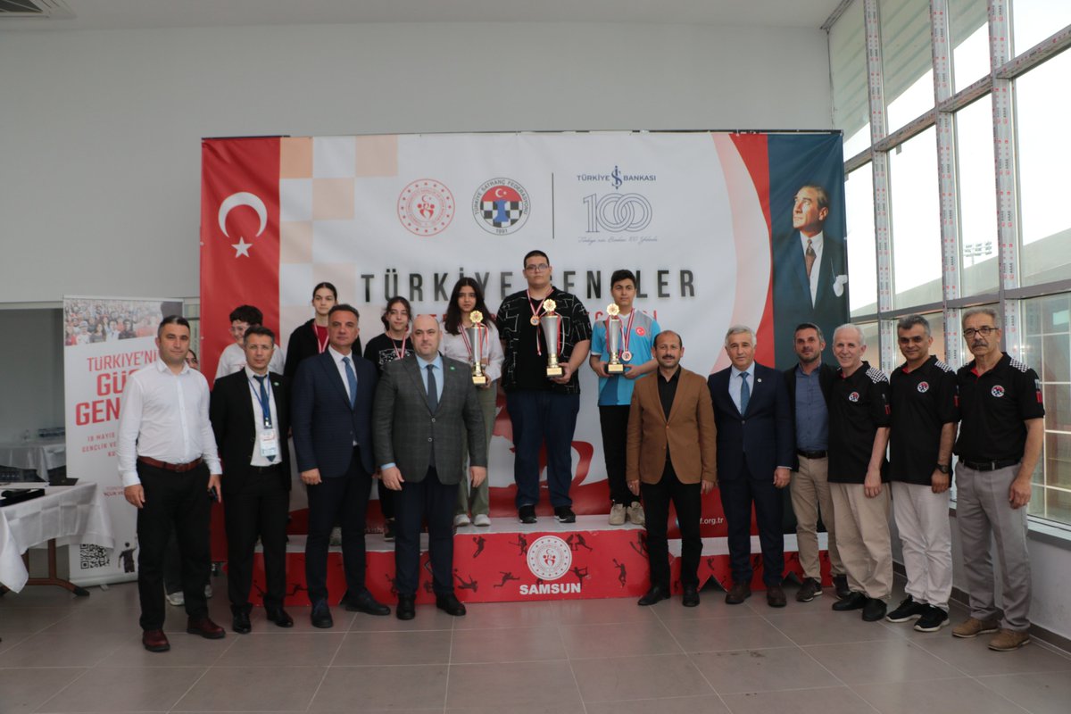Türkiye Gençler Satranç Şampiyonası sona erdi. 19 Mayıs Atatürk’ü Anma Gençlik ve Spor Bayramı etkinlikleri kapsamında 18-24 Mayıs 2024 tarihleri arasında Samsun İlkadım Satranç Salonu’nda düzenlenen şampiyonaya 159 sporcu katılım sağladı.