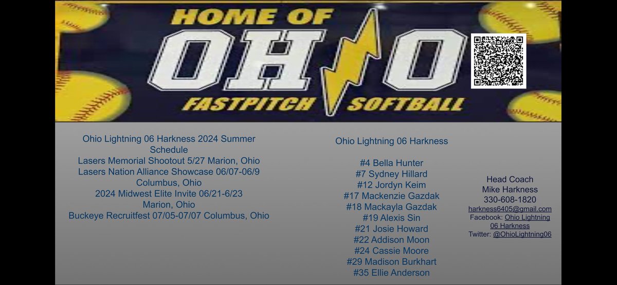 Our Summer schedule and roster.