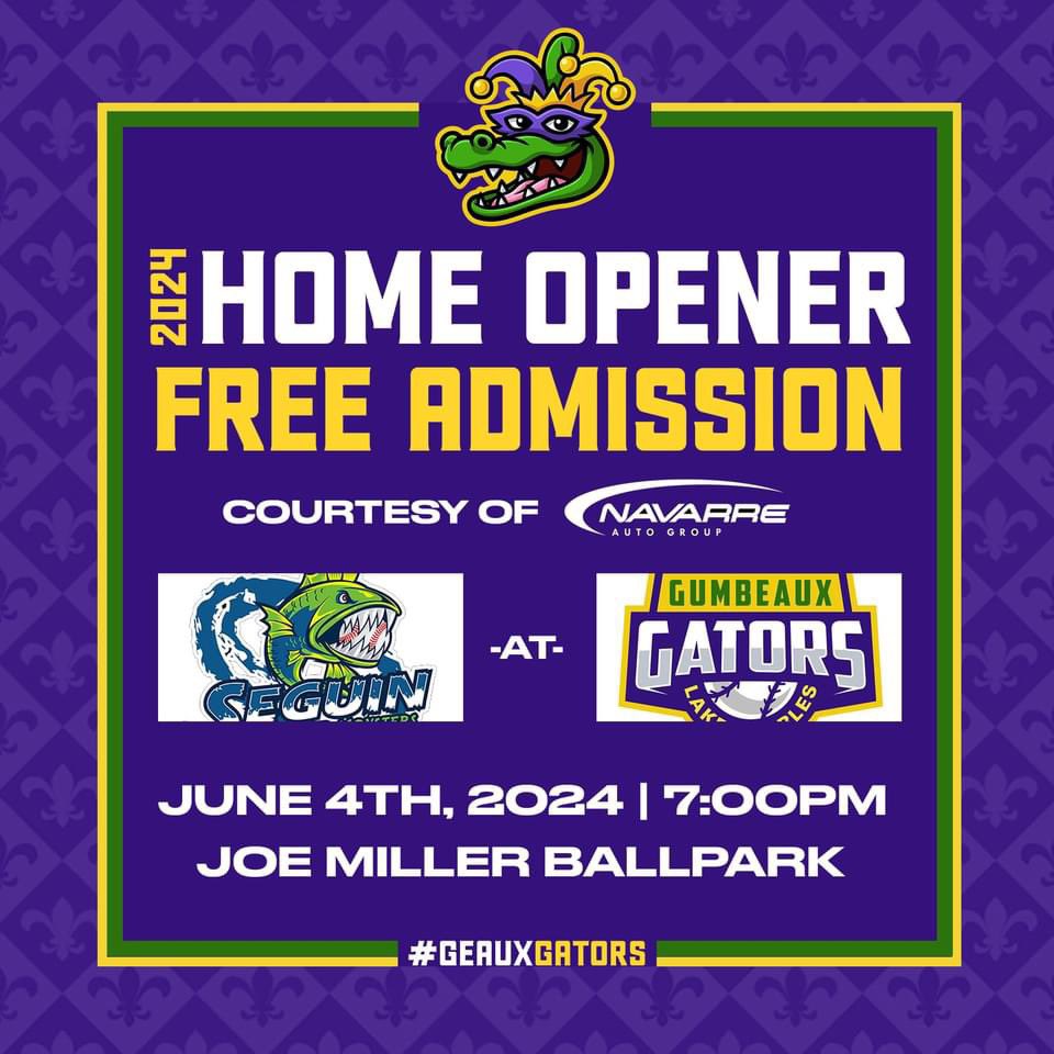 🚨Only 10 days remain until our 2024 Home Opener! 

We can’t wait to see you at the ballpark! Our Home Opener will be FREE Admission courtesy of the Navarre Auto Group! 🐊⚾️🔥

#gumbeauxgators #geauxgators