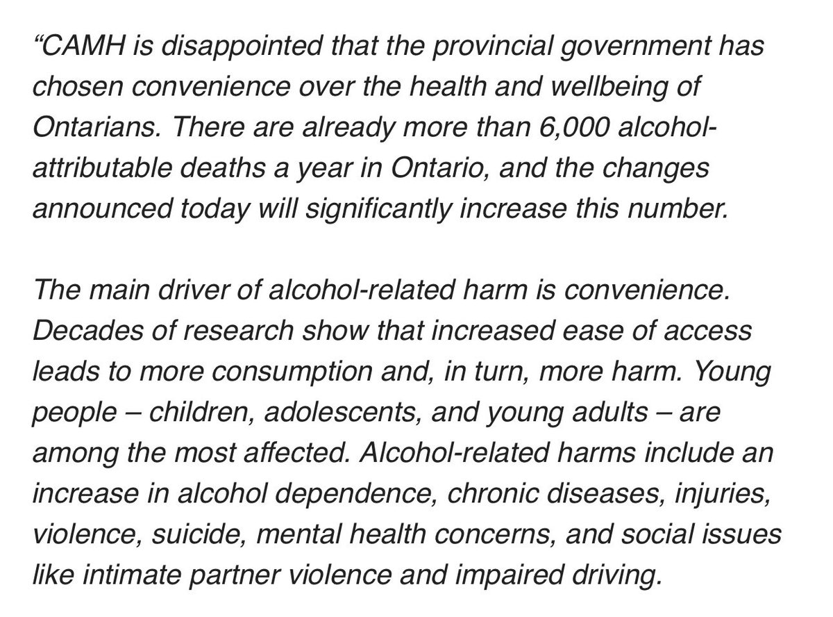 NEW - The Centre for Mental Health and Addiction coming out against today’s news of a sped up timeline for alcohol in convenience stores. “The main driver of alcohol-related harm is convenience”