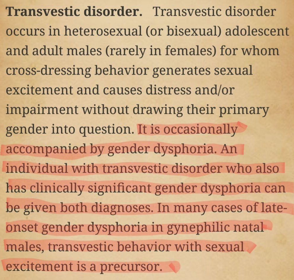 @voskat55 @VerseusGreekus @joshythemad @MrMennoTweets @MAMelby You can't read. It's not just run-of-the mill cross-dressing, but tranvestitism to such obsessive-compulsive degree that it causes gender dysphoria (i.e. trans identification). In other words, pathological obsession can turn men trans.