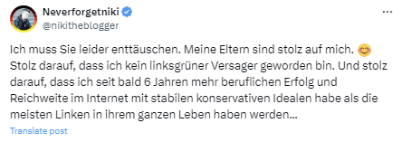 Die Eltern von Niklas Lotz sind stolz auf seinen beruflichen Erfolg.🙃