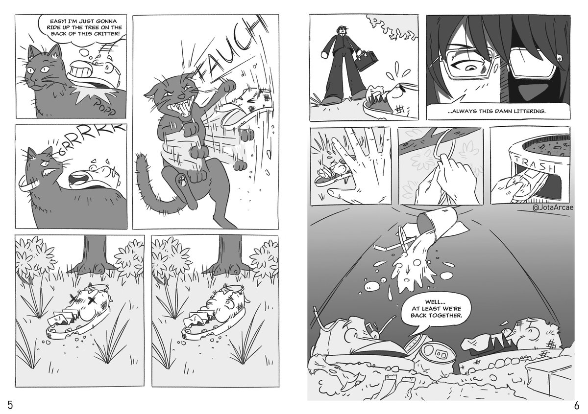 JotaArcae's tweet photo. Found a small comic I made in early 2020 for a risography course at college. We had to make a little 6 page story about shoes (Don't ask me why, the course voted for that topic for some reason lol)The actually printed version was unfortunately lost due to the nature of that year. https://t.co/f1mH9PkCou