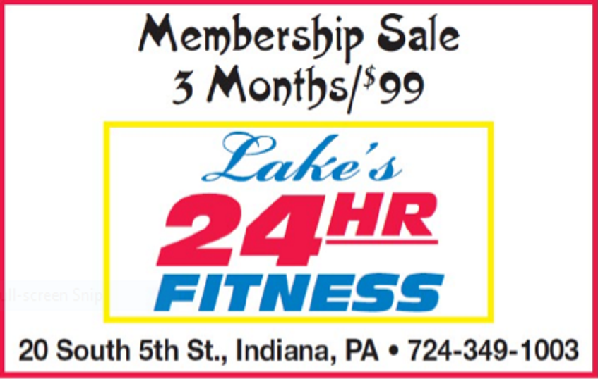 Limited time sale at Lake’s 24HR Fitness. New members only. Single membership $99 for three months. Sale ends 5/31/24. #Membershipsale #IndianaPA #IUP #Gym #Fitness #Healthclub #FitnessCenter #BestGym #BestGyminIndiana #jointoday #Limitedtime #NumberoneGym #Weightlose #jointoday