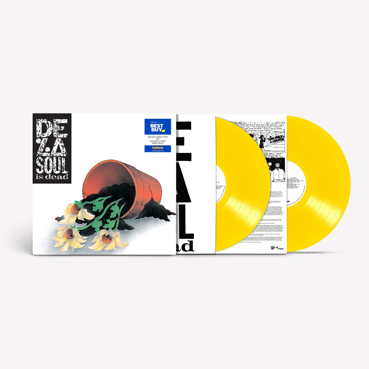 WeAreDeLaSoul's tweet photo. “De La Soul is Dead” Opaque Yellow Vinyl 2LP, limited to 1,000 copies. Available now, exclusively at @BestBuy 🌼🌼🌼 https://t.co/oEgWMgPy2J https://t.co/KDOQInG01X