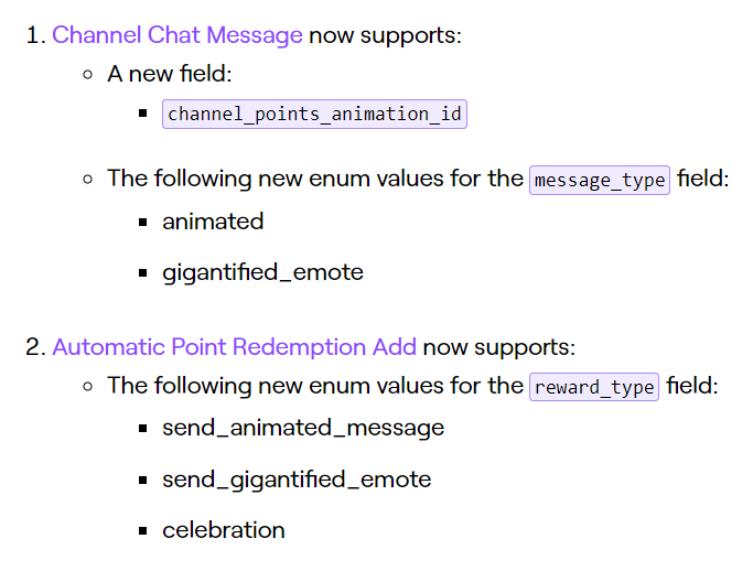 Twitch has added two new Channel Points end points, meaning these new functions are likely launching soon.

- Send Animated Message
- Send Gigantified Emotes

#TwitchNews #TOSgg