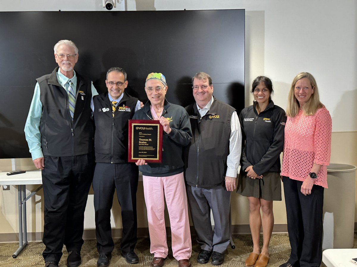 Shock Trauma Center Critical Care Fellowship (@shocktrauma_cc) on Twitter photo Today, Dr. Scalea received the Dr. Ivatury Award for lifelong commitment to service, care of the injured, humility in care, education, and mentorship from VCU presented by Dr. Aboutanous. We <a href="/shocktrauma/">Shock Trauma</a> @ProudinPink are fortunate to call him our Teacher, Mentor, Sponsor, Family Today, Dr. Scalea received the Dr. Ivatury Award for lifelong commitment to service, care of the injured, humility in care, education, and mentorship from VCU presented by Dr. Aboutanous. We <a href="/shocktrauma/">Shock Trauma</a> @ProudinPink are fortunate to call him our Teacher, Mentor, Sponsor, Family