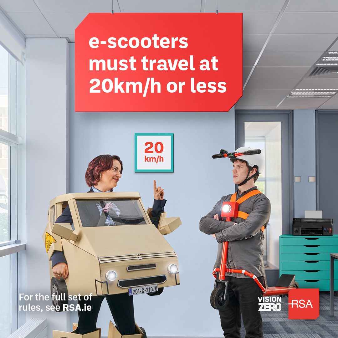 🛴E-scooter is the latest to join us on Irish roads. That means some new rules. E-scooter users must travel 20km/h or lower. For the full set of rules, see RSA.ie