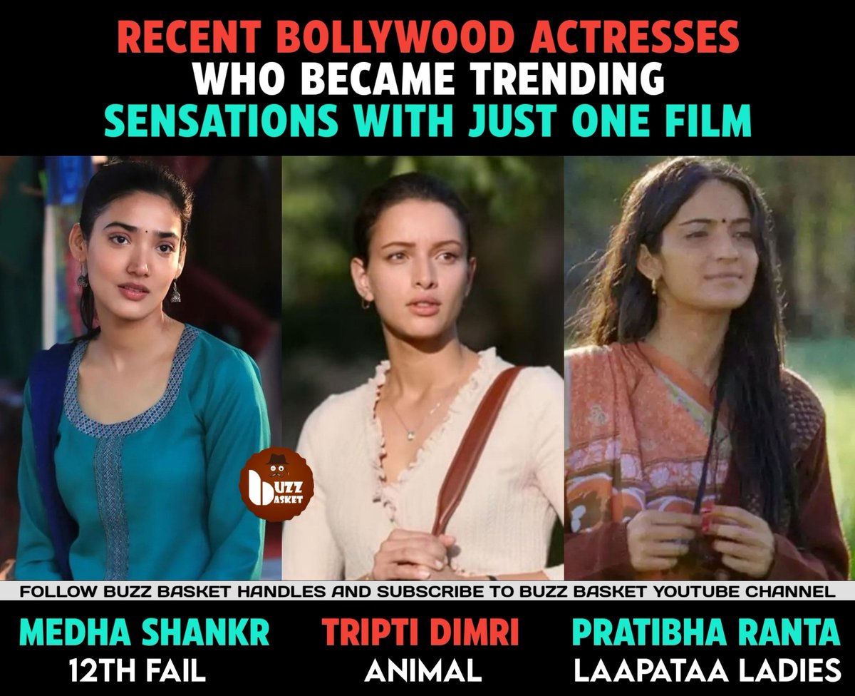 Recent #Bollywood Actresses who became Sensations with just 1 film. #Medha #MedhaShankr #TriptiDimri #PratibhaRant #12thFail #Animal #LaapataLadies