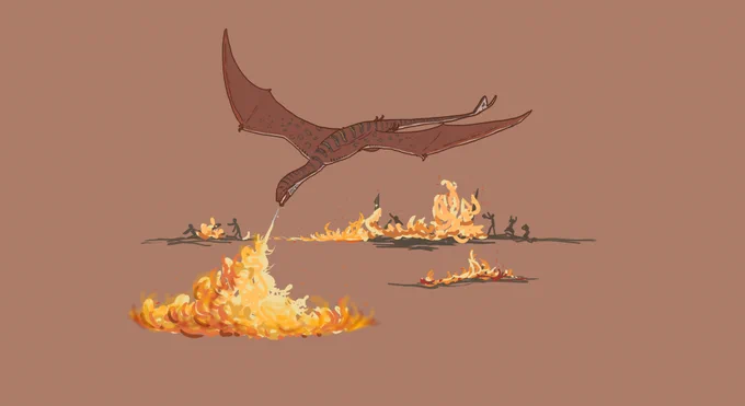 「人類の敵」ドラゴン考.

さすがにここまでガッツリ火を噴く生き物というのはファンタジーが過ぎる(説得力がない)ので,遺伝子疾患か体調不良の類いで火を噴けるようになってしまった個体が,爆増したヒト個体群に支えられて生き残っちゃった,って設定に. 