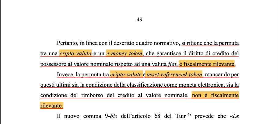 CryptoLegalTec's tweet photo. 🚨STABLECOIN e TASSE

➡️ Conversione Crypto-Stablecoin= NON È FISCALMENTE RILEVANTE

➡️ TUTTE STABLECOIN= ASSET REFERENCED TOKEN (ART)

➡️ ART= NON FISCALMENTE RILEVANTE secondo l'Agenzia delle Entrate

Thread 1/5  ⌛️ https://t.co/BqmQVkokQB