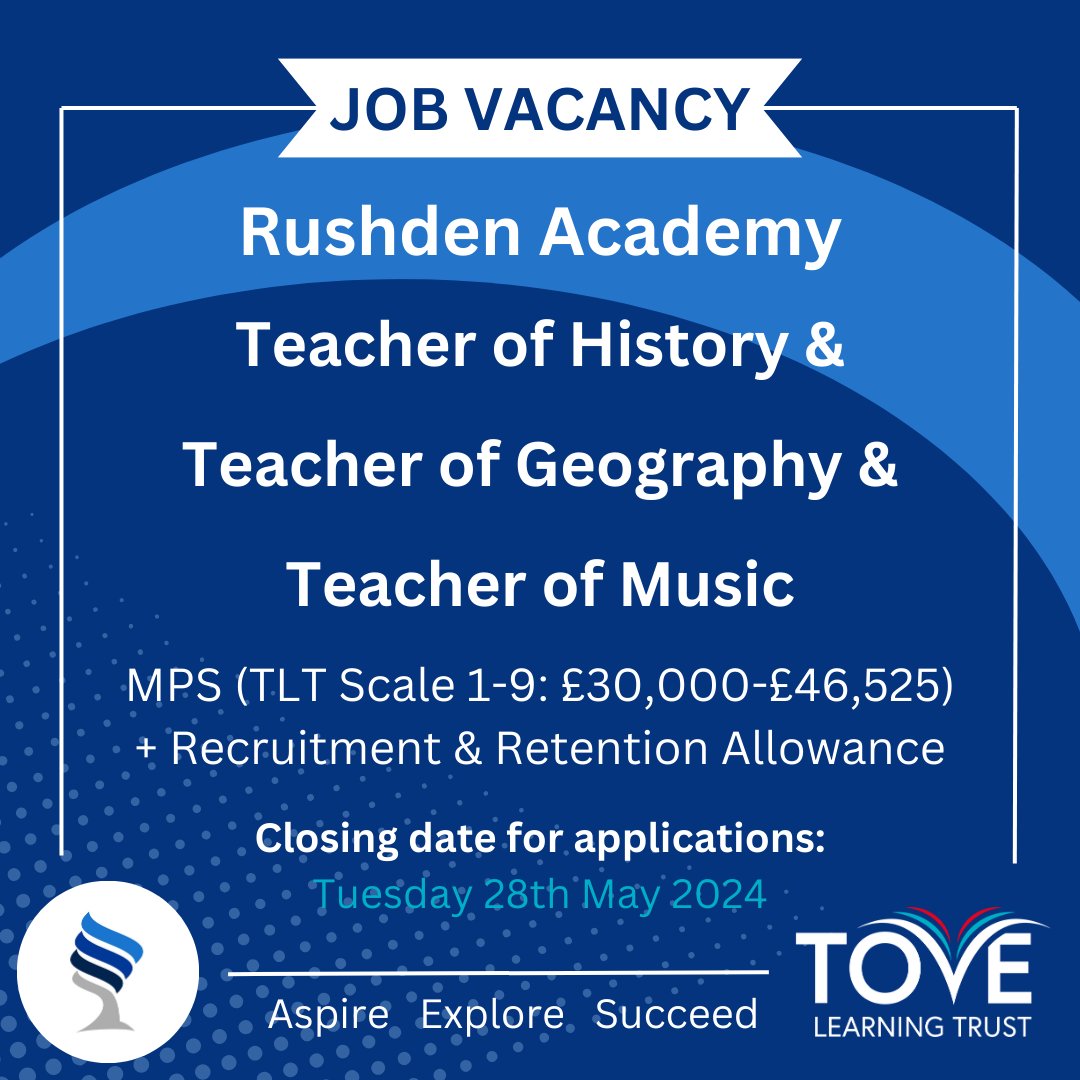 We are hiring! Have a look at our website for more information and the application form. rushden-academy.net/index.php/abou… #TeamRushden