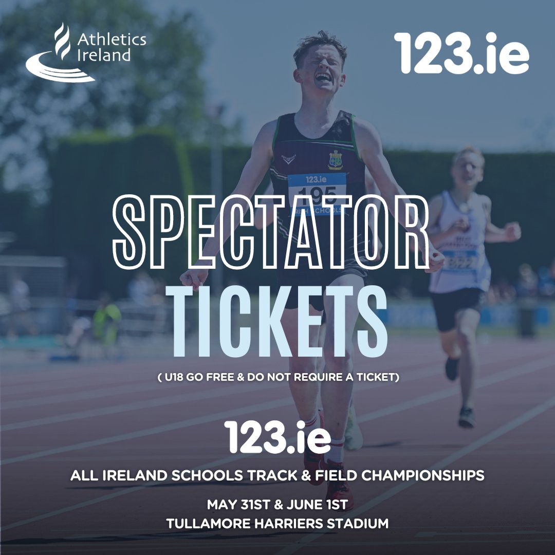 🌟123.ie All Ireland Schools Track and Field Championships🌟 📅May 31st & June 1st 📍Tullamore Harriers ✅Provisional Timetable: tinyurl.com/3xb8rt29 🎫Spectator Tickets: tinyurl.com/ytutc6r4 #IrishAthletics