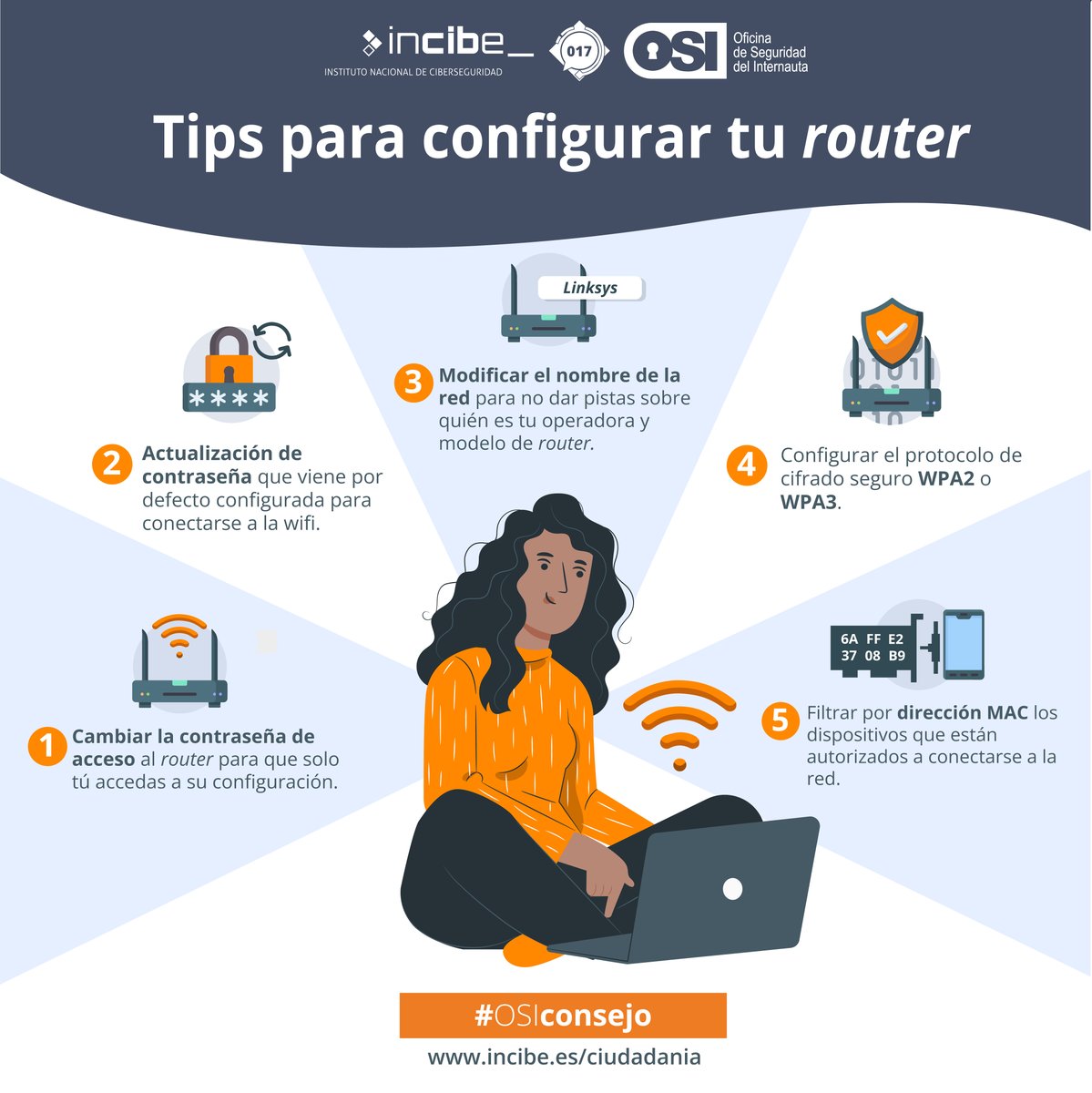 ¿Te preguntas cómo configurar tu #router 📡 de manera correcta? En la siguiente imagen te brindamos consejos para hacerlo de manera segura y eficaz 🛡️. ⬇️ ¡Síguelos y protege tu conexión a Internet 🌐! incibe.es/ciudadania/tem… #ConexiónSegura #PlanDeRecuperación