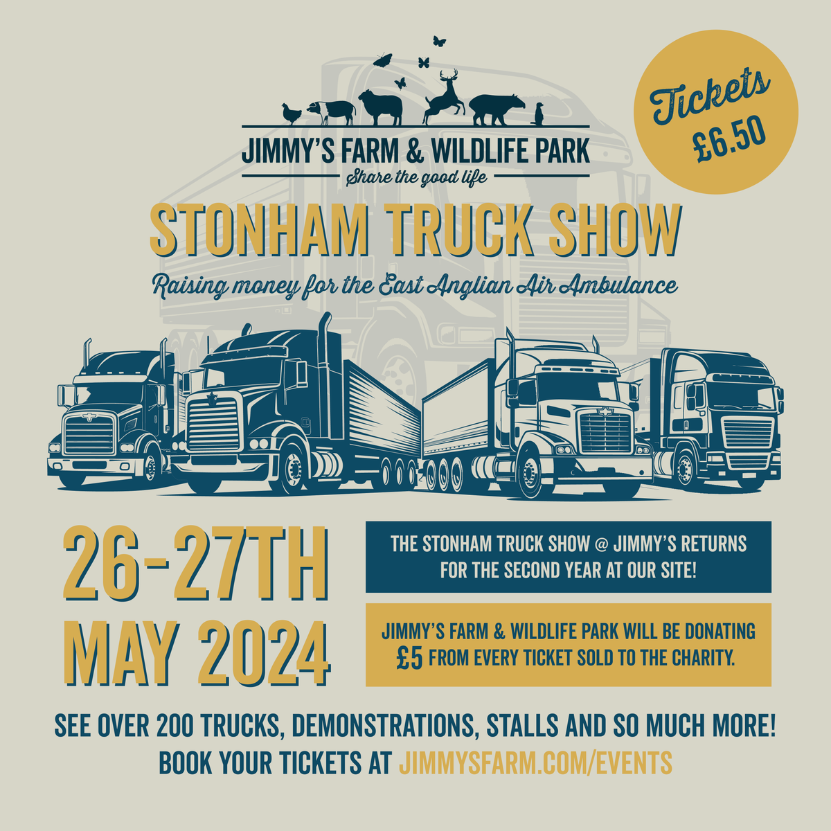 The Stonham Truck Show kicks off this Sunday 27th and the setup has begun! 🚚🚛 If you haven't got your tickets yet, you can get them through our website -jimmysfarm.com/event/stonham-… #TruckShow #JimmysFarm #BankHoliday
