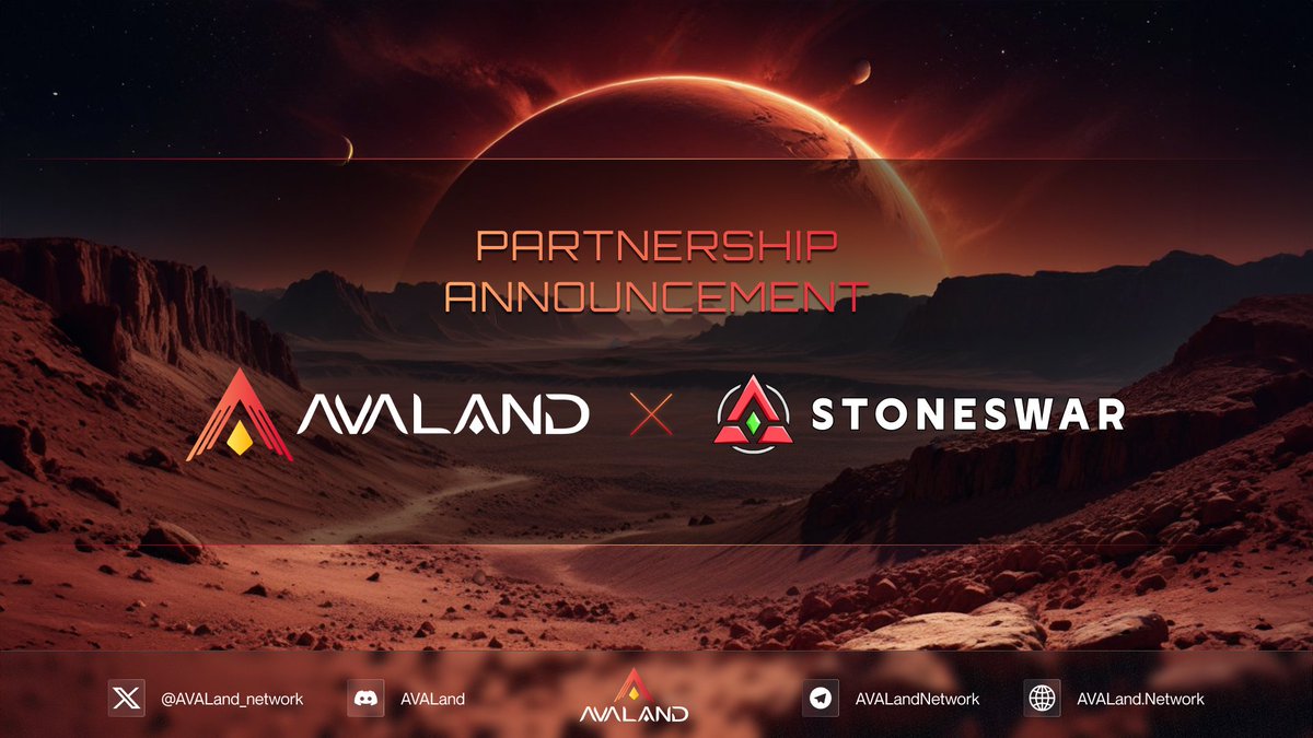 .@avaland_network announced strategic partnership with @StonesWar_DAO !

Stones War is an NFT project built on Avalanche.

Thanks to this partnership agreement:

- Encouraging development in the ecosystem,
- More recognition,
- AVALand network expansion !

#AVALand #SubavaRush