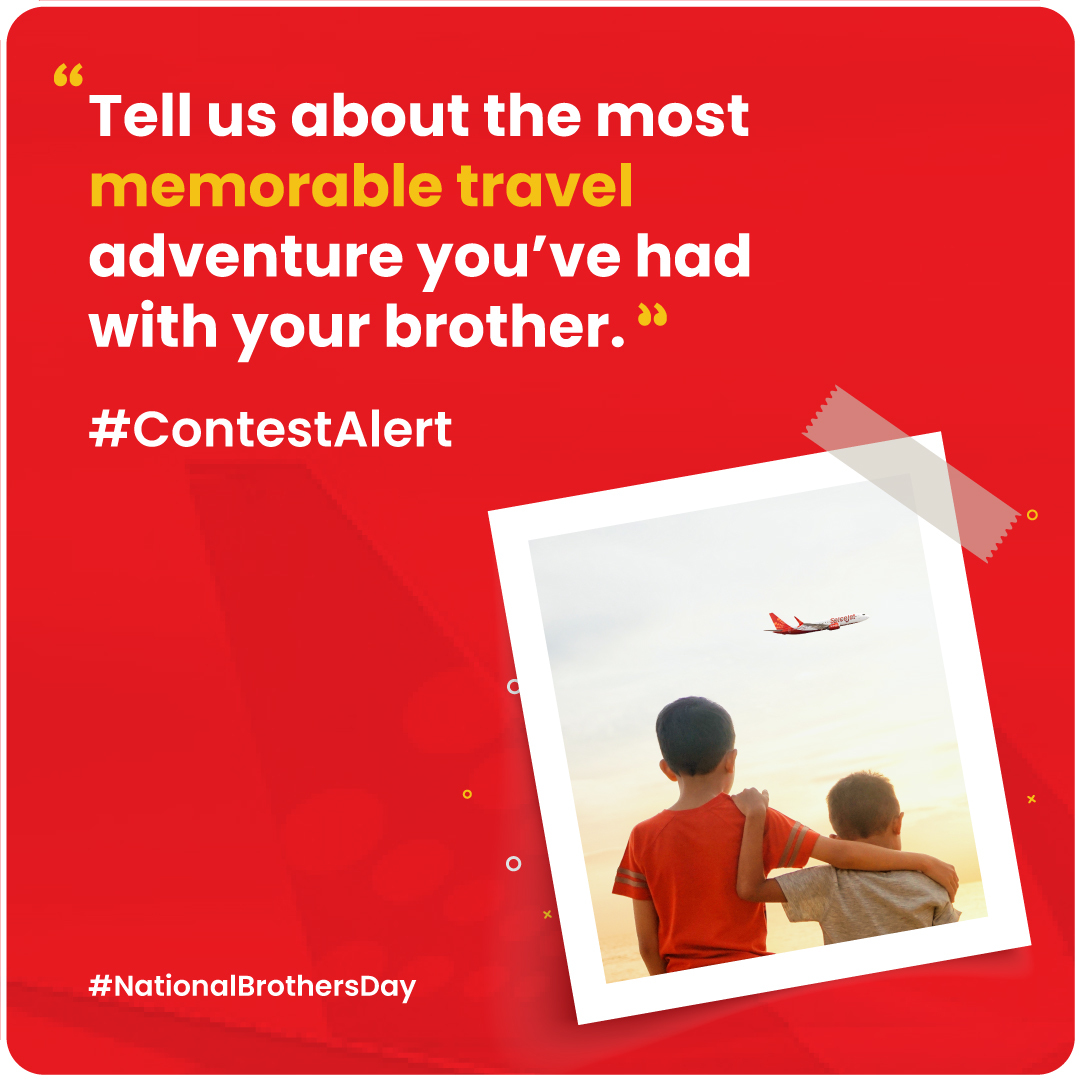 Adventure with your brother? We want to hear it! 
Share your best story for a chance to win a free return air ticket for both of you. Don't forget to like and follow this post, and tag your friends to spread the excitement!

T&C apply - bit.ly/3X1ritQ

#flyspicejet