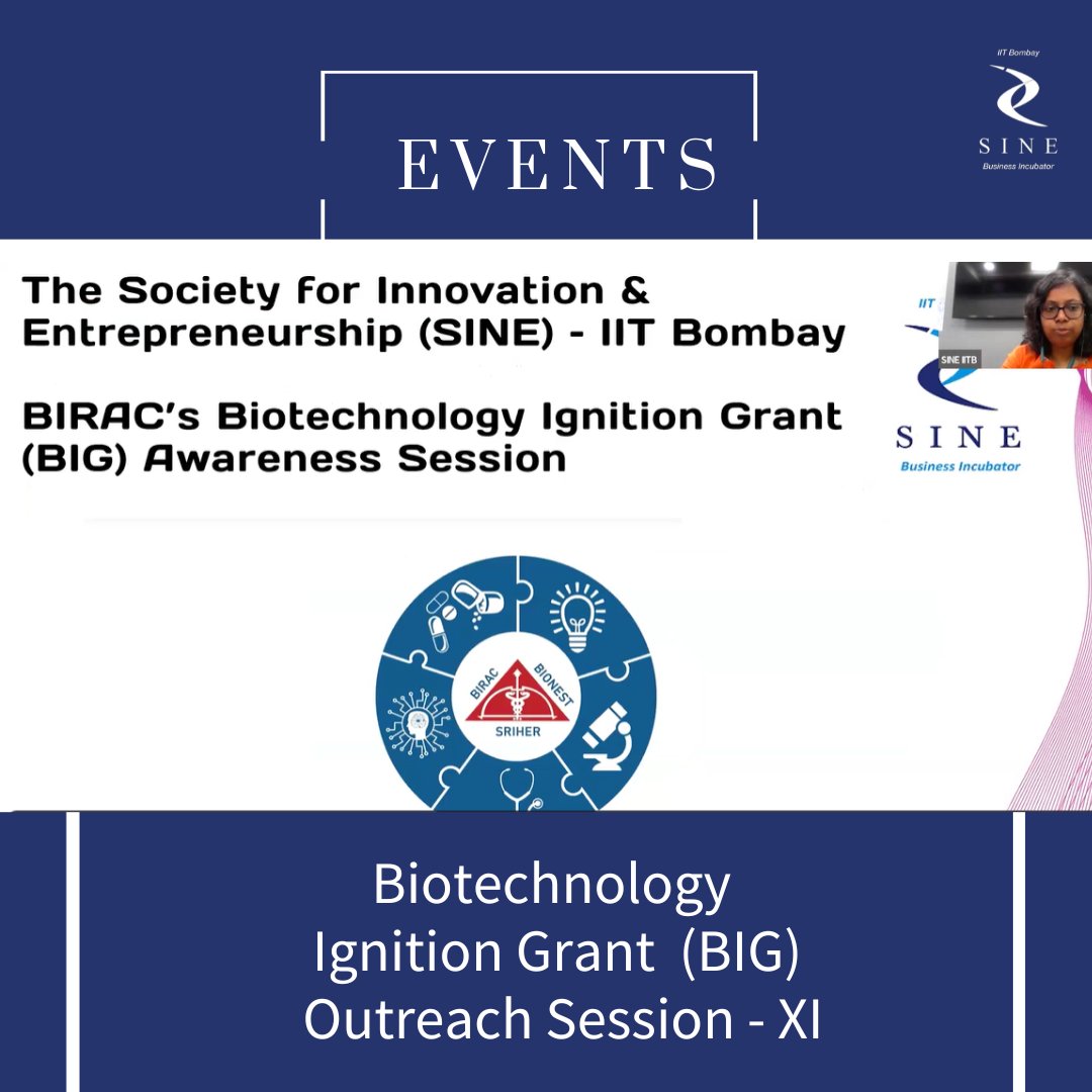 SINE conducted the Biotechnology Industry Research Assistance Council (BIRAC) - Biotechnology Ignition Grant (BIG) Outreach session - XI

Please note, the deadline to apply is  31st May, 2024 at 5:30 pm.
LOI: bit.ly/3Uie8XF

#BIG #CallforApplication