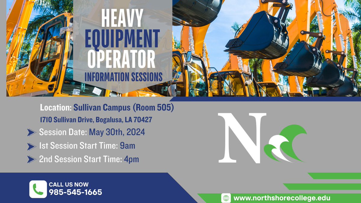 🚜 Interested in our Heavy Equipment Operator Program? Don't miss out on our upcoming Info Session! Learn all about it and get ready to kickstart your career. Next class begins June 24th. Mark your calendars!📅 #HeavyEquipmentOperator #CareerOpportunity #InfoSession