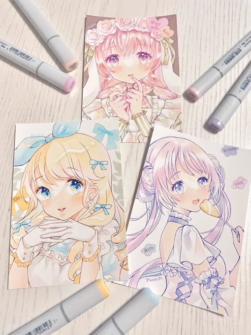 フレームレス原画、完成しました キーカラーの色番号も書き込んでみました #ラブコピ展3 #コピック