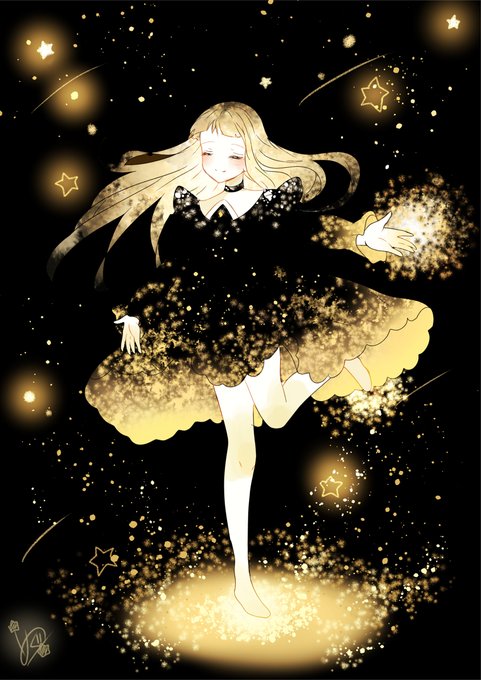 「black dress blonde hair」 illustration images(Latest)