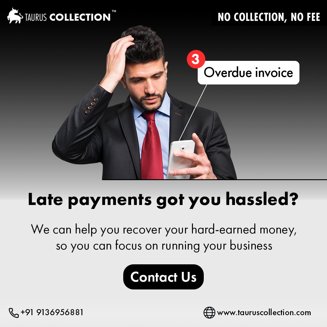 TaurusCPL's tweet image. Don&apos;t let unpaid #invoices hold you back. #TaurusCollections recovers your #money, so you can breathe easy and focus on what matters - growing your business.

Contact: 9136956881 or visit: tauruscollection.com

#NoCollectionNoFee #Nationwide #InvoiceCollection #Business