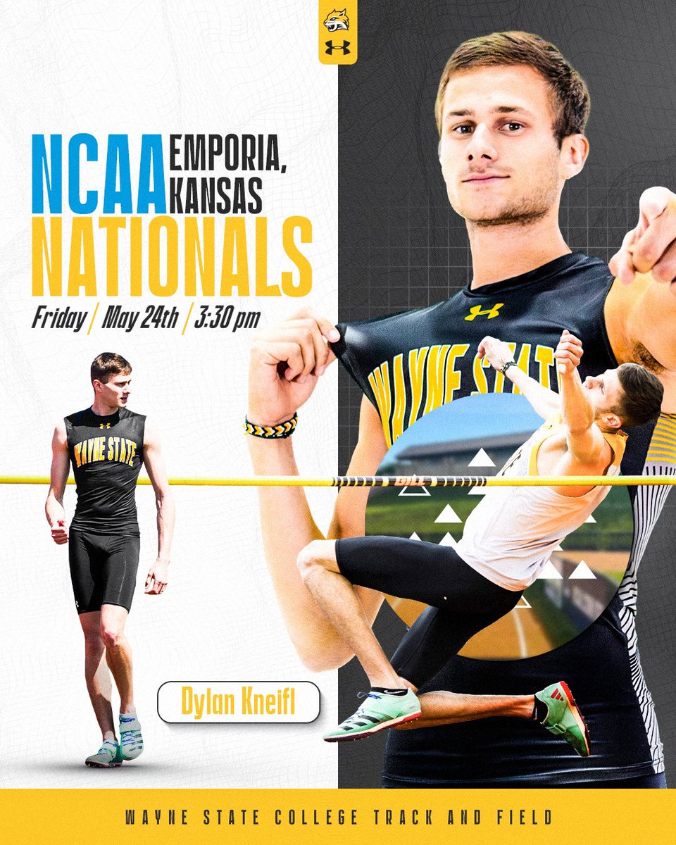 WSCXCTF's tweet photo. NCAA NATIONAL MEET DAY!  3x NCAA National Outdoor Meet Qualifier - Dylan Kneifl will jump today at 3:30 pm in Emporia, KS.  Live results:  https://t.co/m5N7NRnSWO @DylanKneifl @trkamm12 @wscwildcats https://t.co/qJHevB5f3I