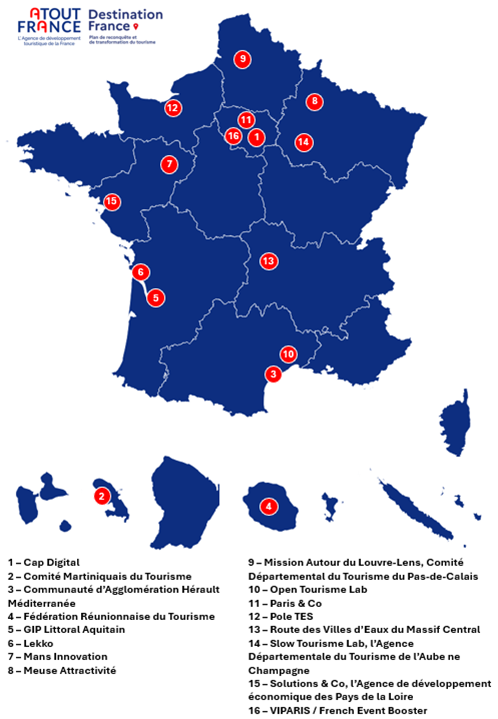 🎉Félicitations aux 16 lauréats sélectionnés dans le cadre de l'𝗔𝗠𝗜 «𝗜𝗻𝗻𝗼𝘃𝗮𝘁𝗶𝗼𝗻 𝘁𝗼𝘂𝗿𝗶𝘀𝘁𝗶𝗾𝘂𝗲 𝗲𝘁 𝘁𝗲𝗿𝗿𝗮𝗶𝗻𝘀 𝗱’𝗲𝘅𝗽𝗲́𝗿𝗶𝗺𝗲𝗻𝘁𝗮𝘁𝗶𝗼𝗻𝘀» pour répondre aux besoins des destinations, entreprises ou filières du tourisme atout-france.fr/fr/actualites/…