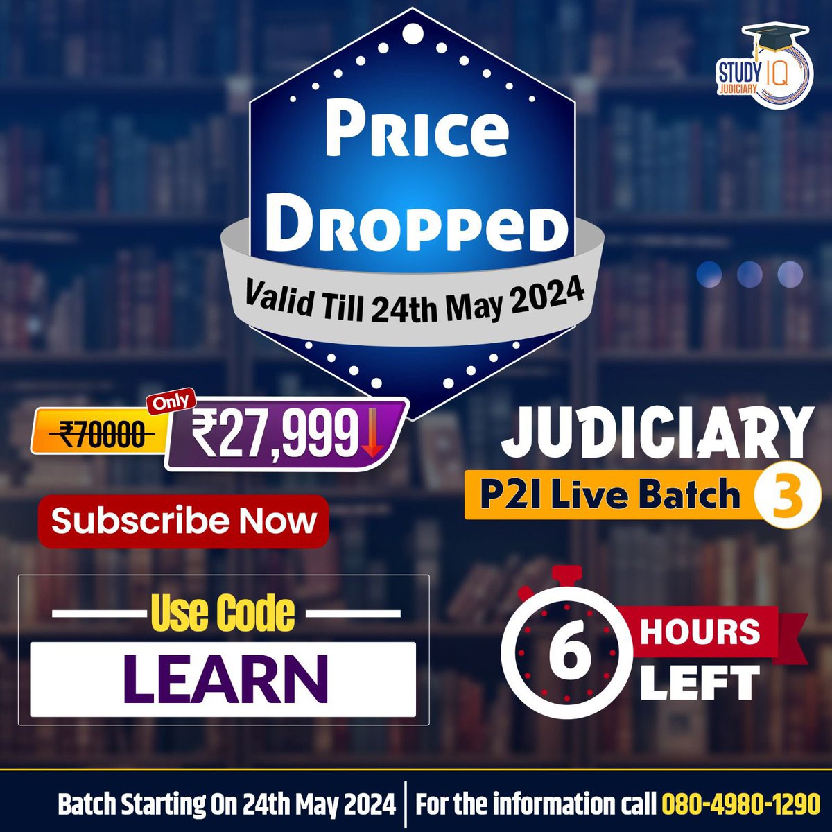 ⏰6 hours to go ⏰🔴🔴Save big 💰 Hurry up enroll now only in 27999/-🤩🤩🔴🔴 👉Enroll now in P2I Batch 3 📌 Link : bit.ly/4bx8nLS 👉Use Code LEARN to get in just 27999/- 🤩💰 don’t miss the chance to save big 💰🤩 For Queries please call us on - ☎080-49801290