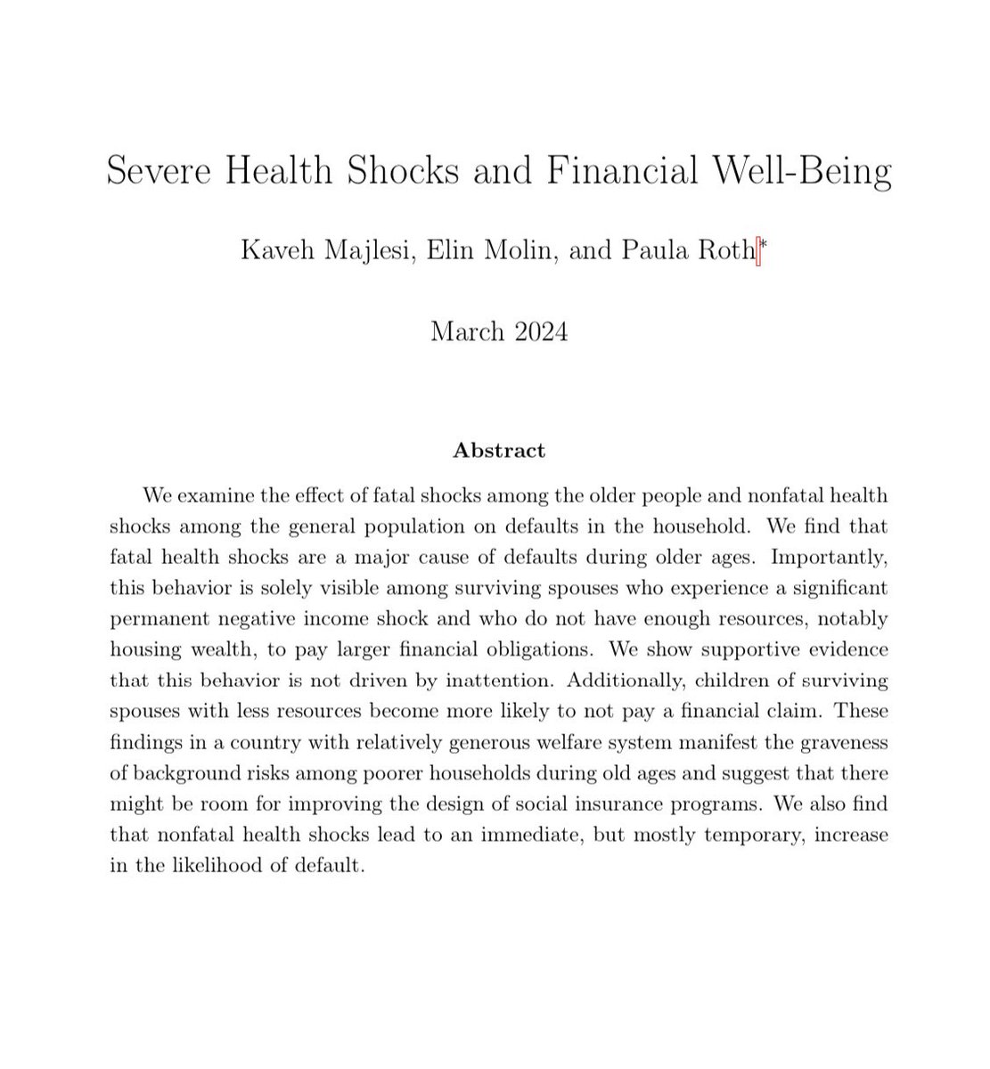 Johanna Rickne (@johannarickne) on Twitter photo Are you interested in how severe health shocks affect financial distress? Then you should check out <a href="/elintyramolin/">Elin Molin</a>โs award-winning paper from the Essen Health Conference! Congratulations, Elin! ๐ ๐ Are you interested in how severe health shocks affect financial distress? Then you should check out <a href="/elintyramolin/">Elin Molin</a>โs award-winning paper from the Essen Health Conference! Congratulations, Elin! ๐ ๐