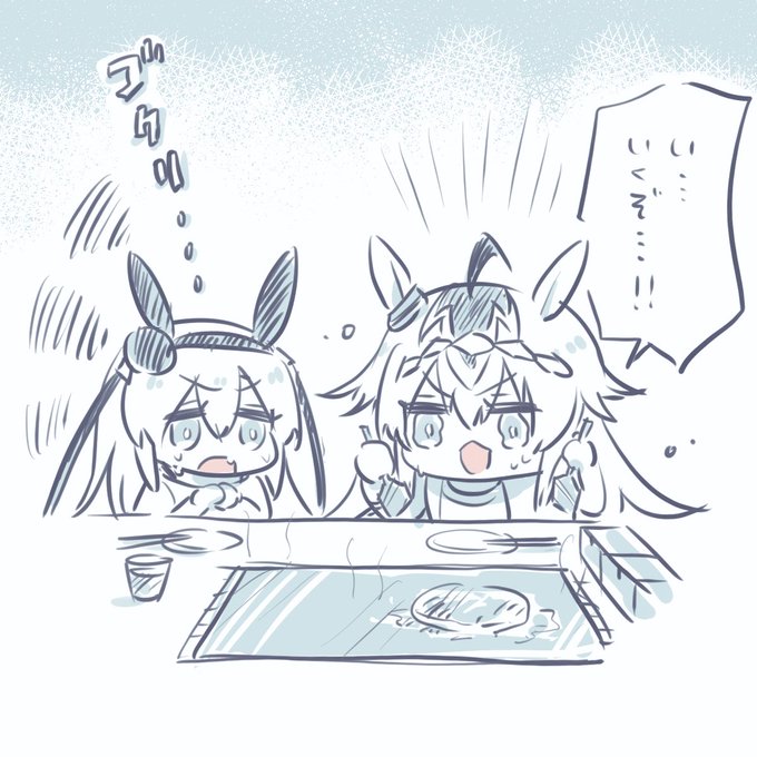 タマちゃんお誕生日おめでと～!(大遅刻)
これはタマちゃんのためにお好み焼きを焼いてあげるオグリ 