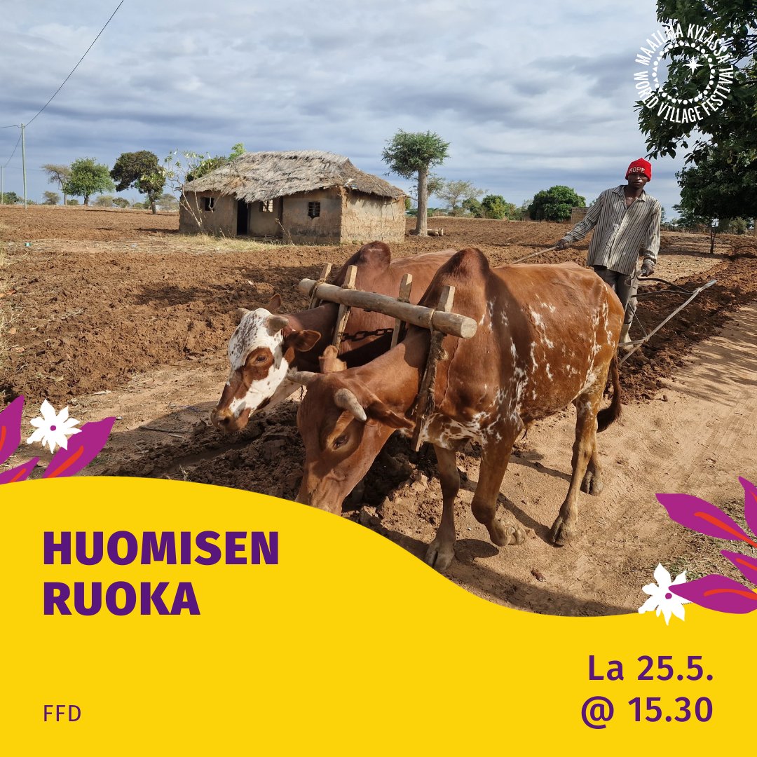 Huomenna! <a href="/FFDfinland/">Food and Forest Development Finland - FFD</a> ohjelma <a href="/maailmakylassa/">Maailma kylässä</a> tärkeästä aiheesta: "Huomisen ruoka - onko tuottajalla ja tuotantotavalla väliä?"
Tule kuuntelemaan ja osallistumaan la 25.5 @ 15.30!🍽 Vapaa pääsy!
<a href="/Solar_Foods/">Solar Foods</a> <a href="/Ruralia_UH/">Ruralia-instituutti</a> <a href="/MTKry/">MTK</a>
Tuotatko sinä huomisen ruokasi, vai kuka sen tuottaa?