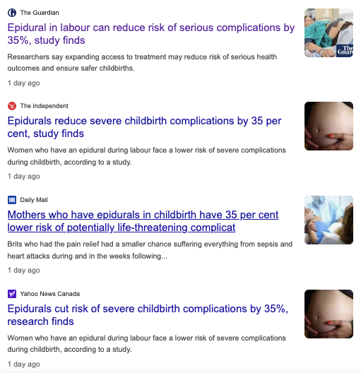 claudia_stocker's tweet photo. @ProfEmilyOster What's your opinion on the recent BMJ study on epidurals and childbirth complications?

https://t.co/TVW1D8Iu5P

Most of the media coverage focuses on the 35% figure - but the trend seems to reverse for full term births? https://t.co/SW2QrkoArG