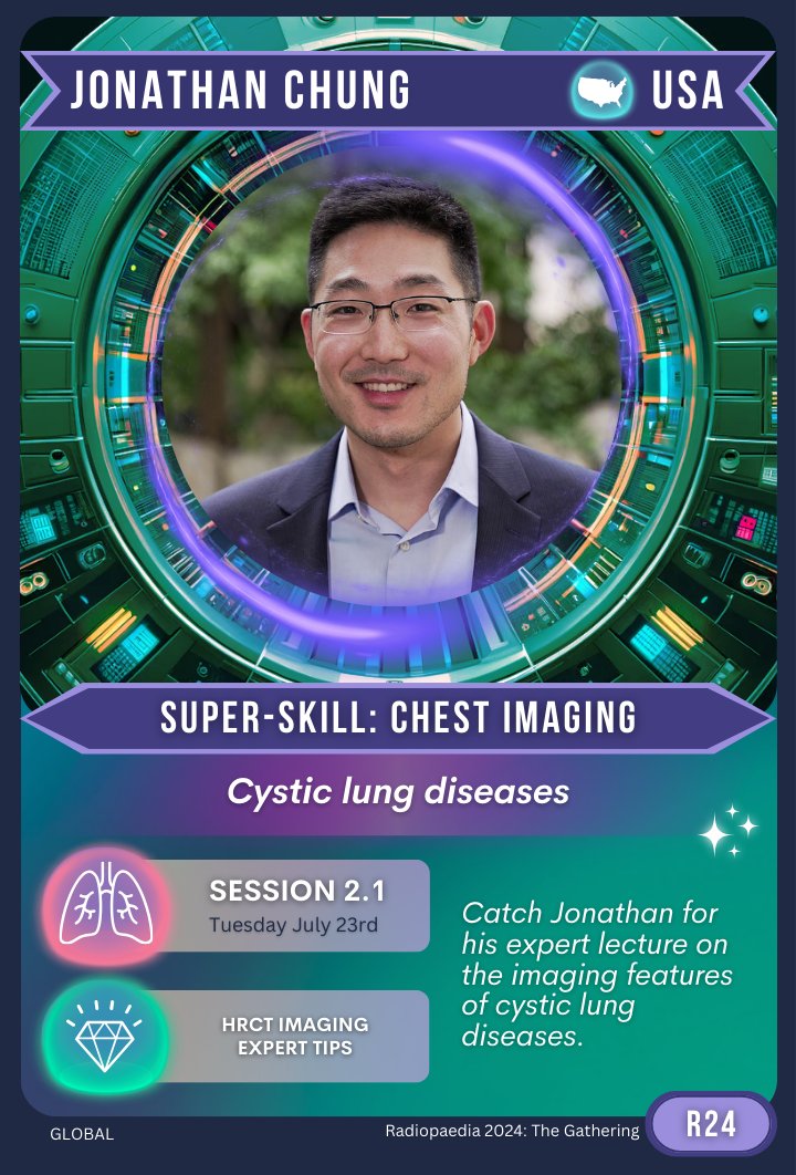Radiopaedia.org (@radiopaedia) on Twitter photo ๐Meet <a href="/jonherochung/">Jonathan Chung, MD</a>, a thoracic radiologist from Chicago.
At #Radiopaedia2024, Jonathan will teach you all about the imaging of cystic lung diseases.
๐๏ธ22-26 July 2024
๐๐ผbit.ly/radiopaedia2024 ๐Meet <a href="/jonherochung/">Jonathan Chung, MD</a>, a thoracic radiologist from Chicago.
At #Radiopaedia2024, Jonathan will teach you all about the imaging of cystic lung diseases.
๐๏ธ22-26 July 2024
๐๐ผbit.ly/radiopaedia2024