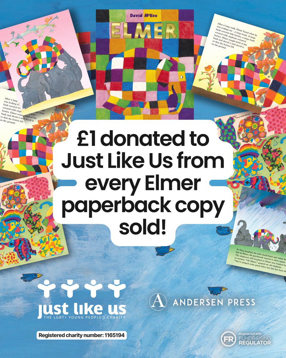 Happy #ElmerDay! We have lots of Elmer resources available free to schools – sign up to #SchoolDiversityWeek to access them. Plus, to celebrate Pride month, @AndersenPress will be donating £1 from every paperback Elmer sold in the UK, 1-30 June 🌈 justlikeus.org/blog/2024/05/2…