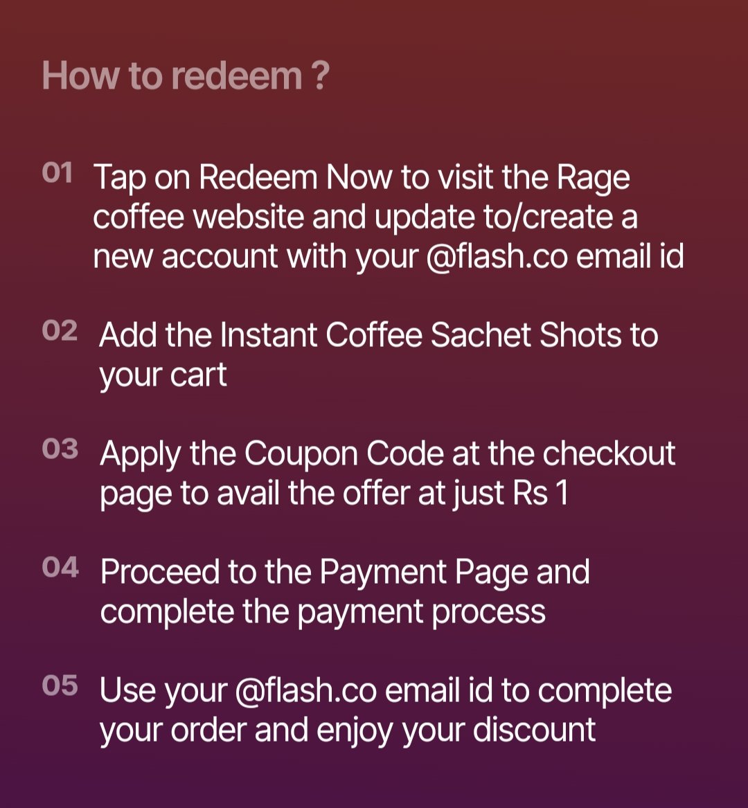 RAGE Coffee 60Gm @ ₹1🔥 ✨Courtesy flash. co app ✨An Email linked affiliate program Like ❤️ n Repost ♻️ if useful #ccgeek Please read detailed🧵below to know how Flash co works 👇 Disclaimer: ❌ Not a sponsored post Check the tncs carefully 🧐 DYOR