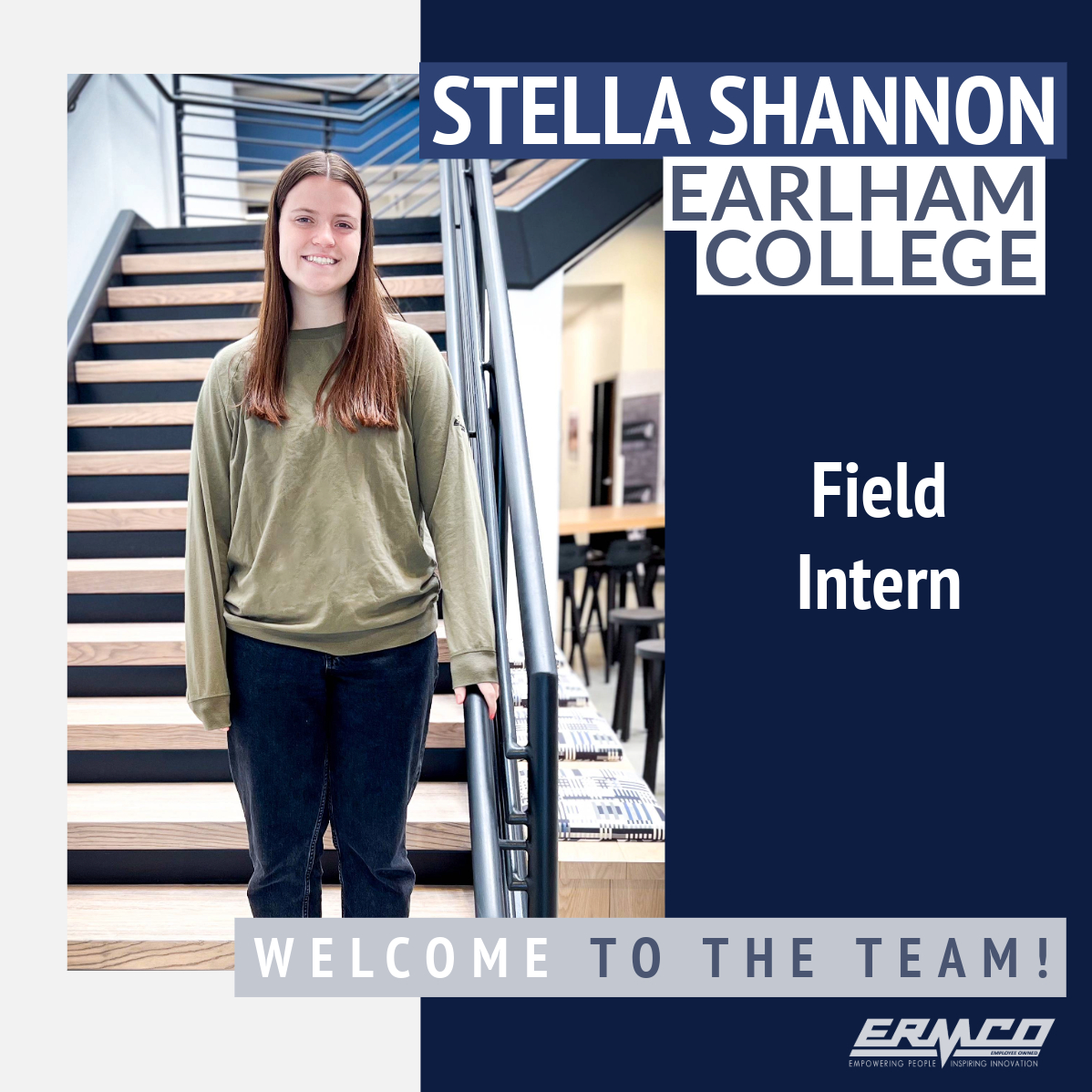 ERMCOInc's tweet photo. Our Friday intern introduction is Stella Shannon. Stella is a sophomore at Earlham College majoring in Mathematics and is interning with our field team.

Welcome Stella!

#WeAreERMCO #Intern #Electrical #Systems #Automation https://t.co/hxWpG9GzHN