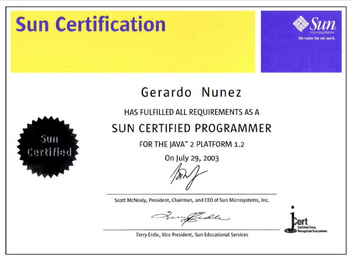 Una de las primeras certificaciones en Java. Hace un par de lunas...😁