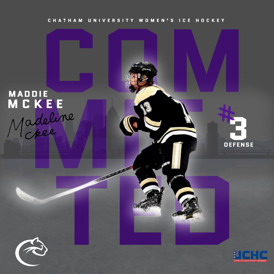 @ChathamU @DIIIHockeyNews @chatWlax Madeleine (maddy) McKee from St. Claire Shores, Michigan! Maddy wrapped up her youth hockey career with Honeybaked U19 Teir 1 and plans to study international business while here @chathamu #PrideinthePaw #BuiltTogether @DIIIHockeyNews