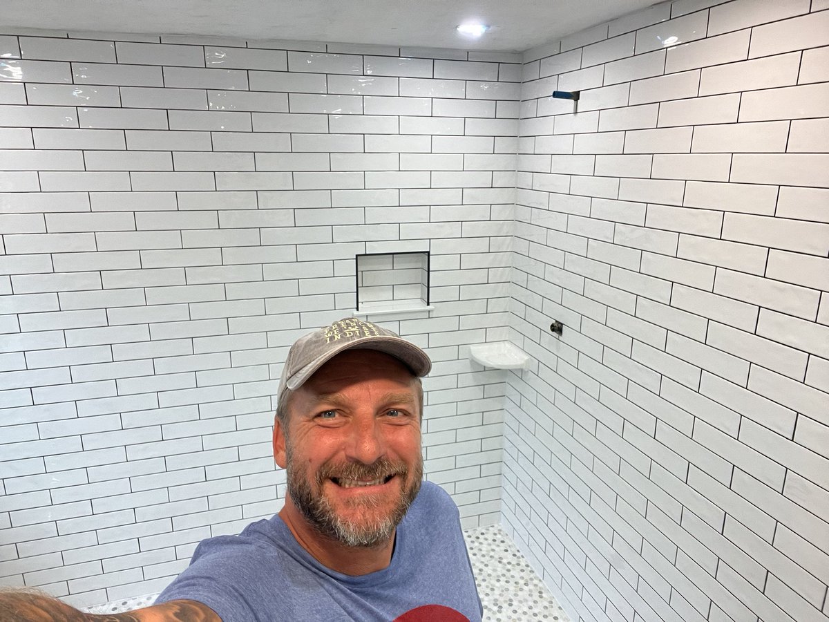 Tile complete.  Trim for doors, and then mounting a toilet 🚽 (no construction workers at the house for the long weekend, so grateful for them and for their absence now💜💜💜💜💜) #gramps
Leadwithlove.eth