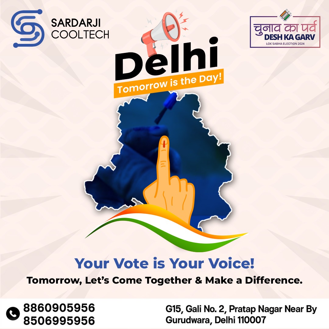 SCooltech's tweet image. 🗳️ Delhi, tomorrow is the day! Exercise your right and cast your vote in the Lok Sabha elections. Every vote counts, and your voice matters in shaping our future. Let&apos;s make a difference together! 🗳️💪 

#DelhiVotes #LokSabhaElections #VoteForIndia #YourVoteMatters