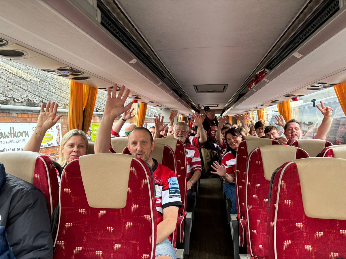 2️⃣1️⃣ buses of supporters, staff and families all their way to #Tottenholm! 🍒 #GLOvSHA | 🍒🦈 | #ChallengeCupRugby