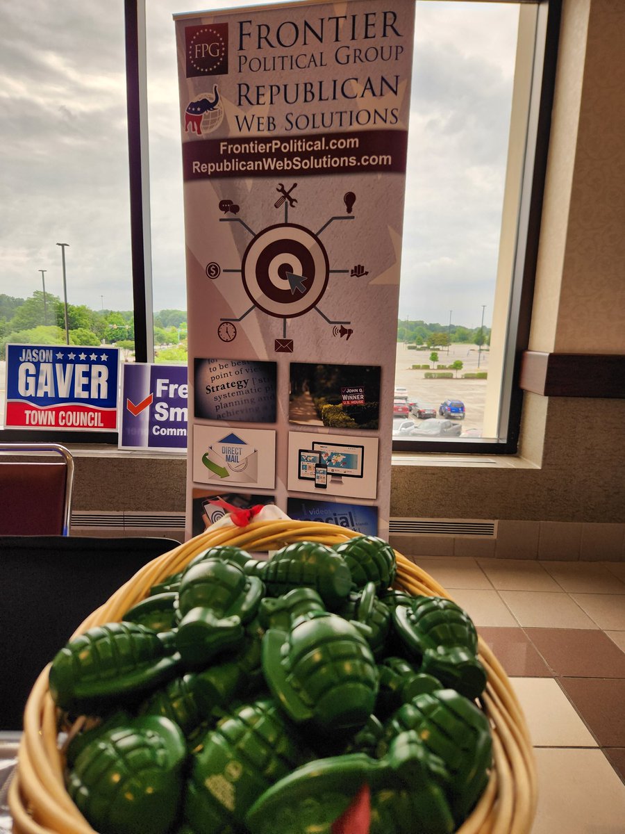 FrontierPol's tweet image. If you're attending the @NCGOP Convention, stop by our booth and get your hand grenade (not live, in case anyone is worried). #ncgop ##ncgopconvention
