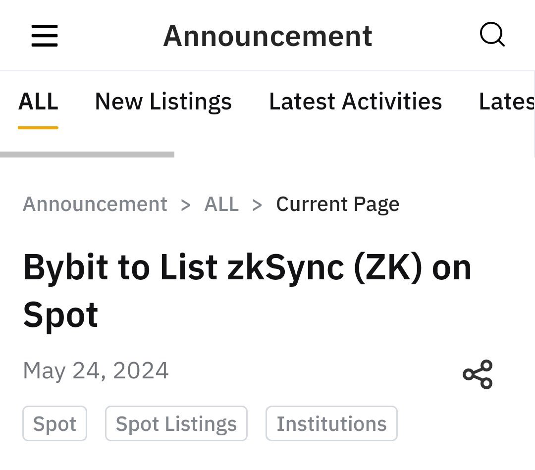 Bybit $ZK Listeliyor 👀 $ZK tickerı Polyhedra’ya aitti,önce bunu değiştirip sonra da @zksync’i listeleyeceklerini açıkladı🤝 Airdrop çok yakın,heyecanlanmamak elde değil🪂
