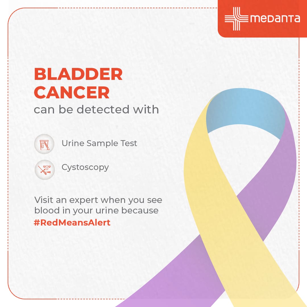 Early detection can help doctors prevent the spread of #BladderCancer. Consult an expert if you notice symptoms like blood in the urine, frequent urination, one-sided lower back pain etc. Don't let any signs pass unnoticed because #RedMeansAlert. To know more, call 8904395588