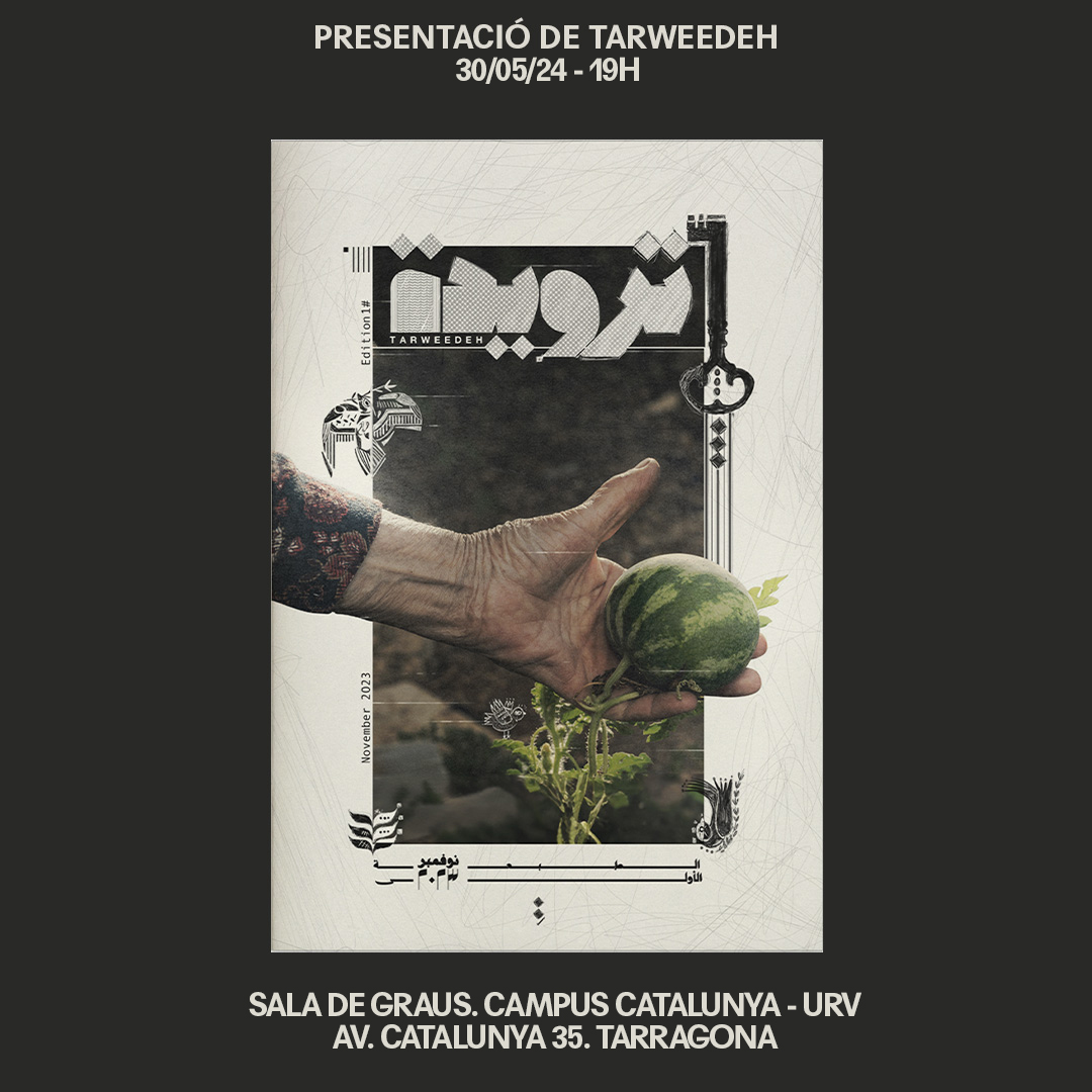 Dijous 30 de maig, a les 19h, presentem el fanzine Tarweedeh a la Sala de Graus del Campus Catalunya. Aquest fanzine aplega fotografies de 9 fotògrafs palestins i es produeix amb la intenció de recaptar diners que seran enviats directament a Palestina via el col·lectiu aka Tawla.