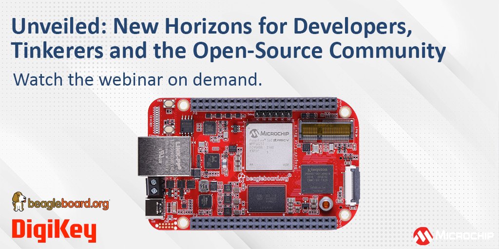 BeagleV®-Fire is a revolutionary SBC powered by our PolarFire® SoC, unveiling new horizons for developers, tinkerers and the open-source community. Watch our recent webinar with @Digikey to learn more: mchp.us/3VJoQro. #FPGA #PolarFire #RISCV