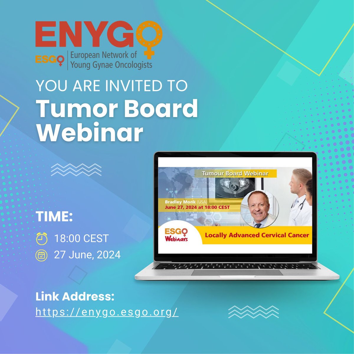 Wondering about the management of locally advanced cervical #cancer?

Do not miss the ENYGO #tumor board #webinar.

📅 Jun 27, 2024 06:00 PM CET

Register here: us06web.zoom.us/webinar/regist…