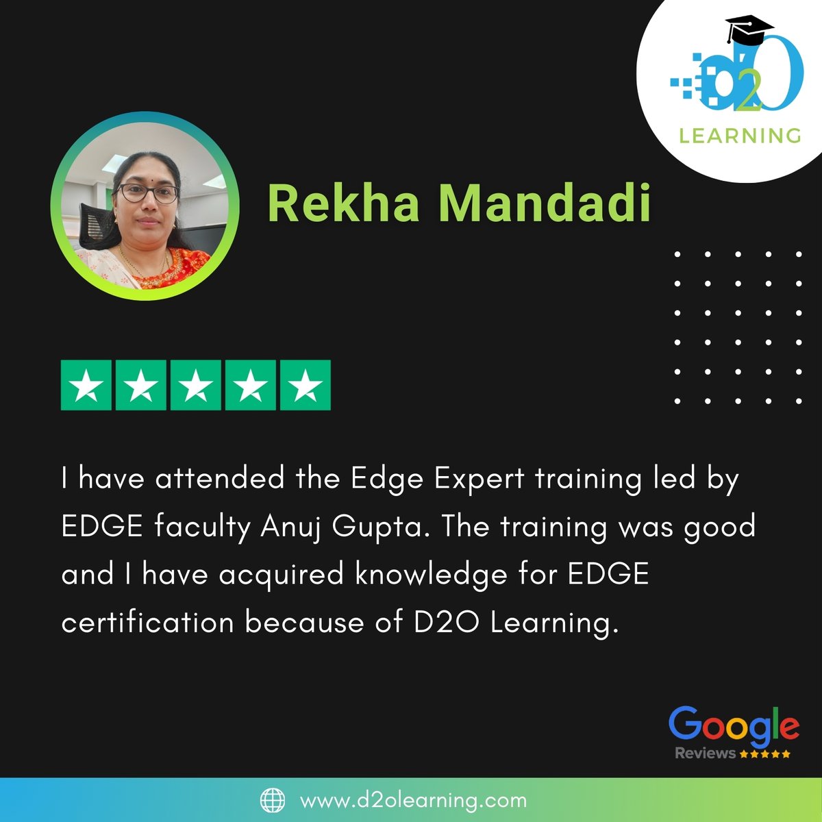 D2OLearning's tweet image. 🌟 Thank you, Rekha Mandadi, for sharing your positive experience with us! 

For those seeking to grow your career in the field of Sustainability, we invite you to explore our Storefront!

🔗 Check out our storefront: lnkd.in/g_q3MBHB

#SkillEnhancement #D2OScholar #Review